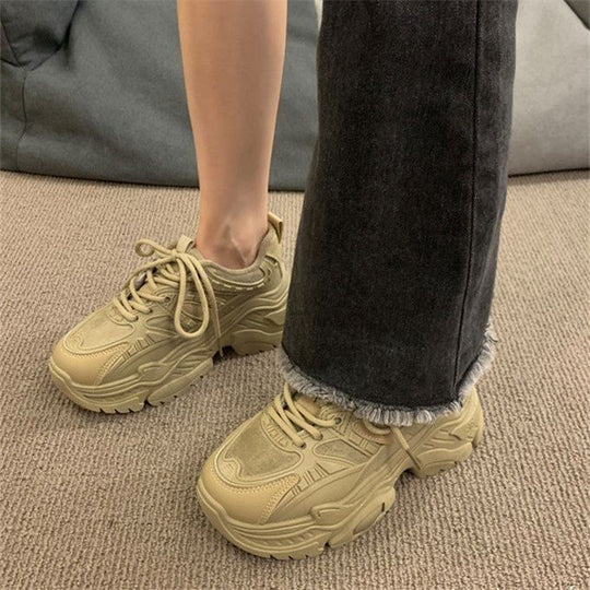 Damen Chunky Sneakers mit atmungsaktiver Mesh-Oberfläche und gepolsterter Sohle R&B