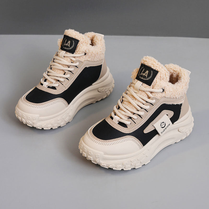 Damen hochgeschnittene Sneakers mit kuscheligem Innenfutter und rutschfester Sohle R&B
