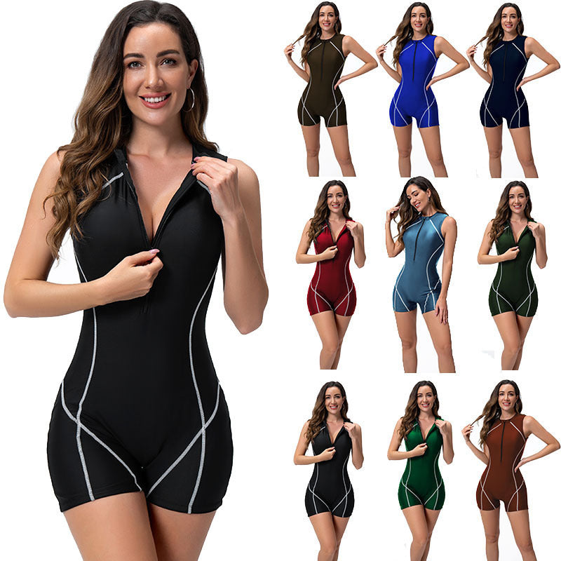 Damen Surf-Overall mit sportlichem Reißverschluss und figurbetonendem Schnitt R&B