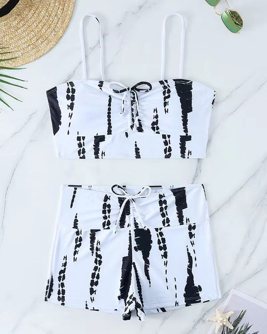 Damen Bikini mit floralem Rüschendesign und verstellbaren Trägern R&B