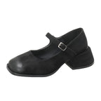 Damen elegante Mary Jane-Blockabsatzschuhe mit modischen Schnallen R&B