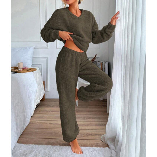 Damen Kuscheliges Fleece-Lounge-Set mit elastischem Bund R&B