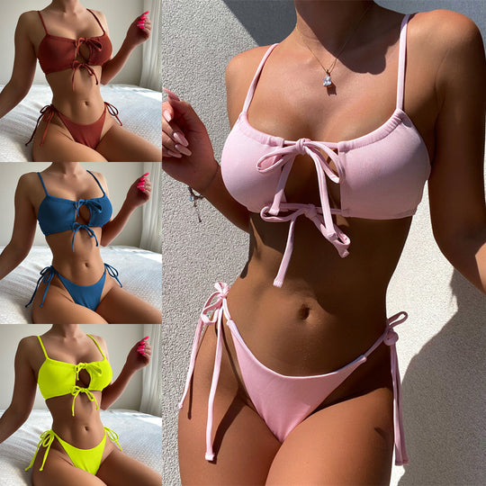 Damen Sportlicher Bikini mit verstellbaren Bindebändern R&B