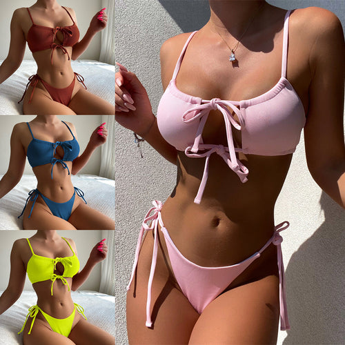 Damen Sportlicher Bikini mit verstellbaren Bindebändern R&B