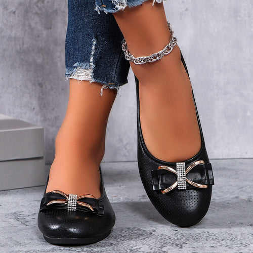 Damen Ballerinas mit modischem Schleifenakzent und Glitzerdetails R&B