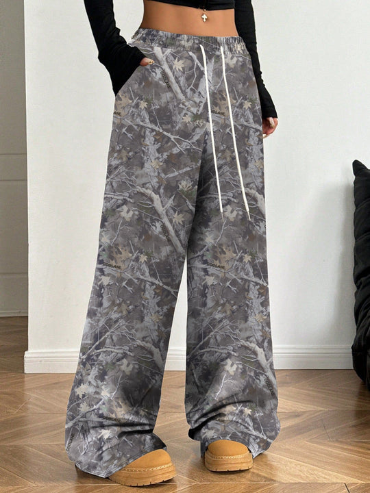 Damen Cargohosen mit hohem Bund und Allover-Muster R&B