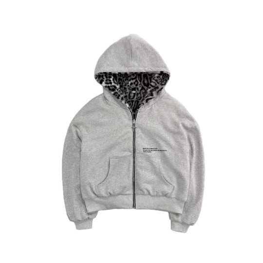 Unisex nan gefütterte Kapuzenjacke kurz geschnitten mit Kreuz-Reißverschluss R&B