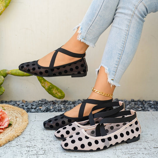 Damen Ballerinas mit Kreuzriemen R&B