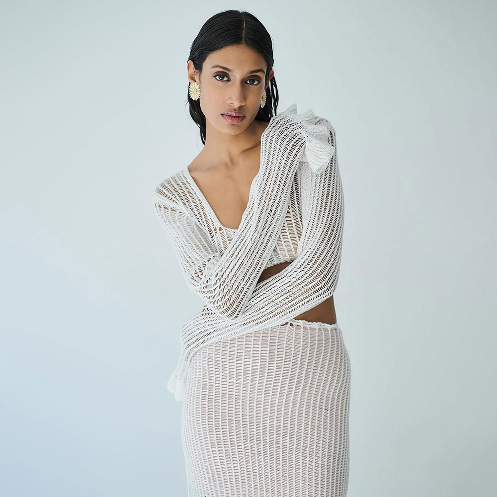 Damen elegantes und durchscheinendes Strandset R&B