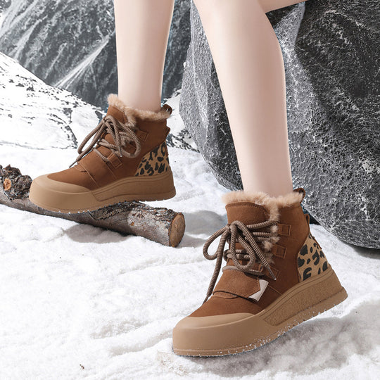 Damen Modische Winterboots mit kuscheligem Innenfutter und stylischem Animal-Print R&B