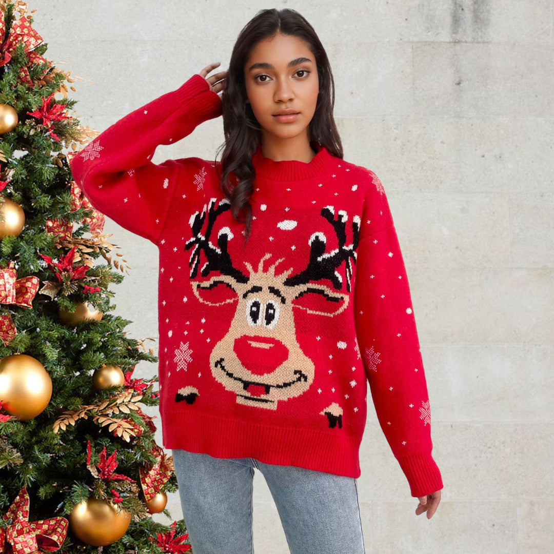 Damen Weihnachts-Pullover mit lebhaftem Rentier-Motiv R&B