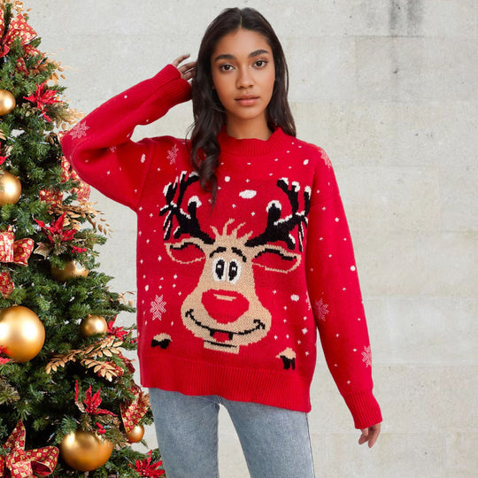 Damen Weihnachts-Pullover mit lebhaftem Rentier-Motiv R&B