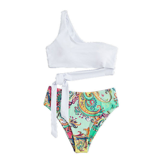 Damen Triangel-Bikini mit asymmetrischem Oberteil und elegantem Wickelband R&B
