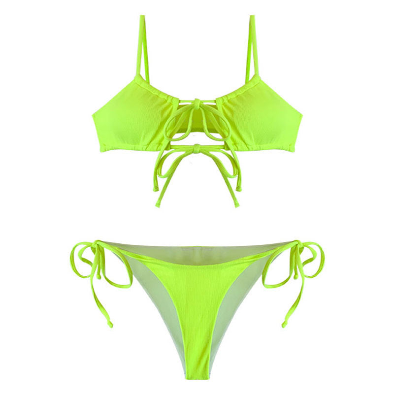 Damen Bikini-Set mit verstellbarem Knoten-Design und hohem Beinausschnitt R&B