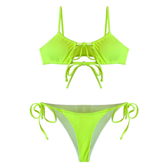 Damen Bikini-Set mit verstellbarem Knoten-Design und hohem Beinausschnitt R&B