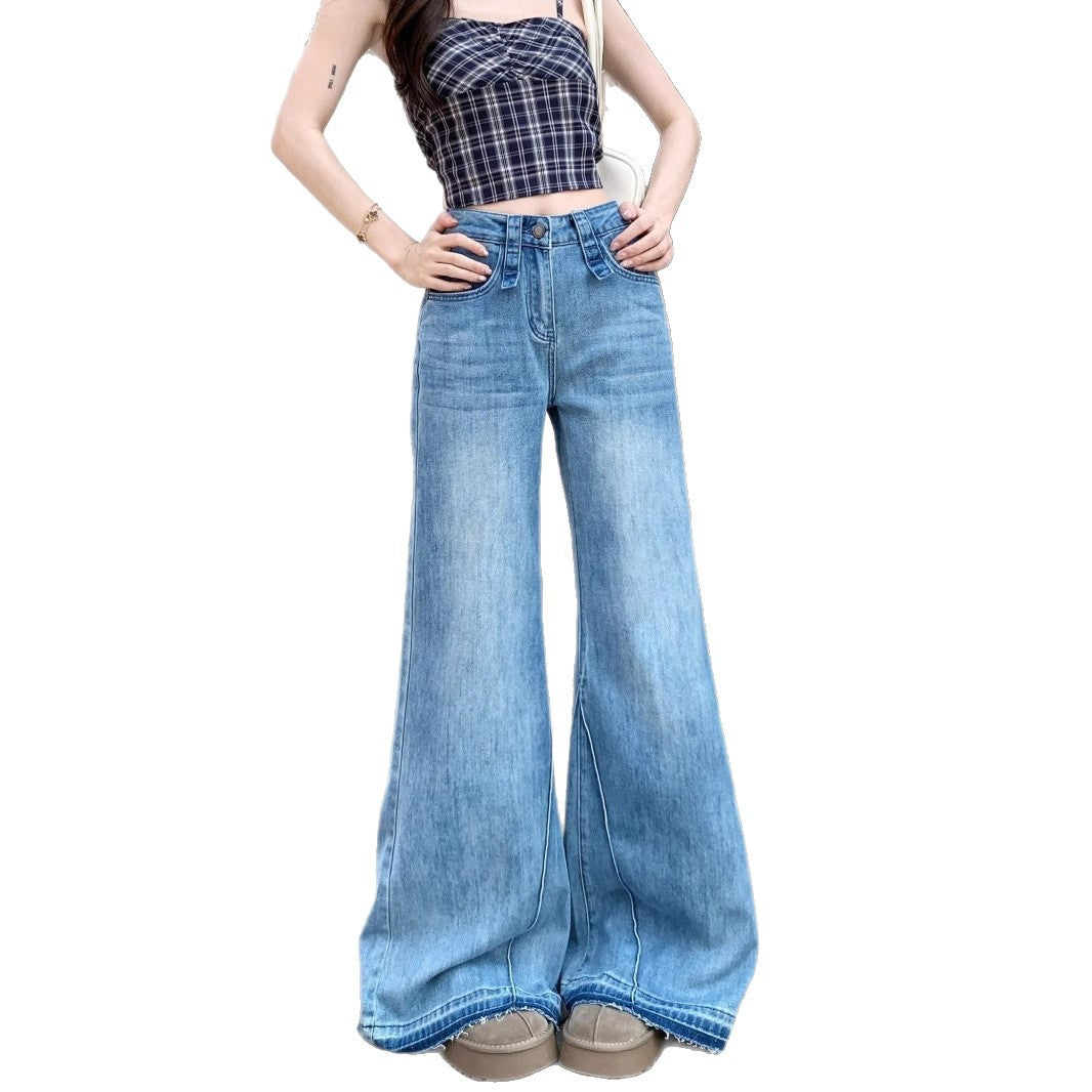 Damen Weite High-Waist Jeans mit lässigem Schnitt und modischen Details R&B