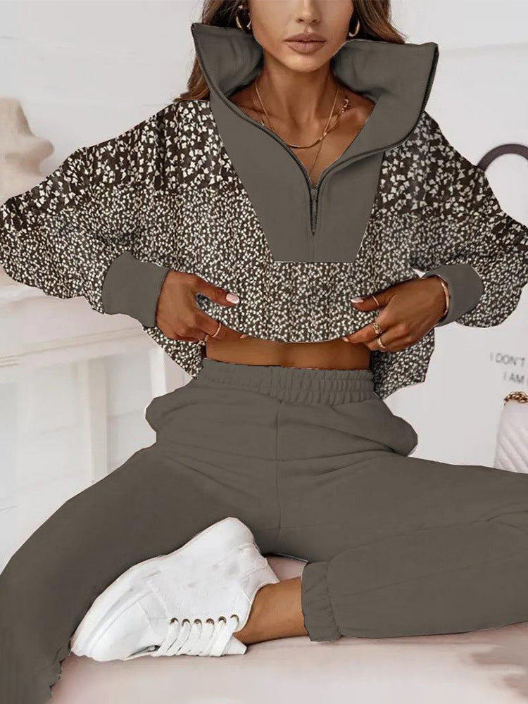 Damen sportliches Freizeitset mit dekorativem Kragen und modernem Design Heidi-Mode