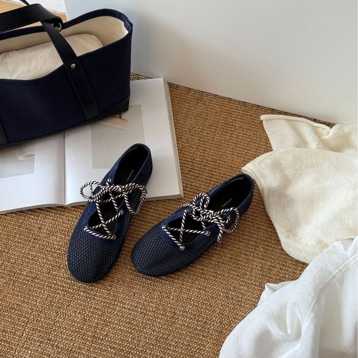 Damen Atmungsaktive Sport-Sneaker mit elastischen Schnürsenkeln und rutschfester Sohle R&B