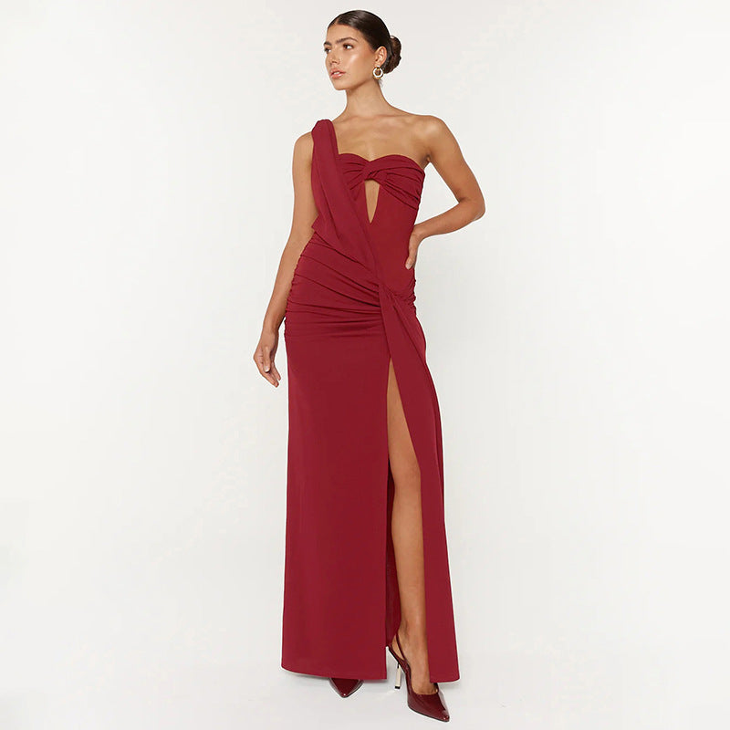 Damen Elegantes One-Shoulder Maxikleid mit raffiniertem Cut-Out R&B