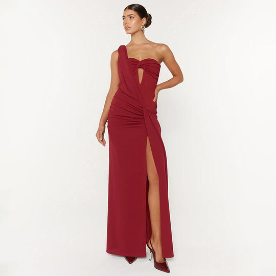Damen Elegantes One-Shoulder Maxikleid mit raffiniertem Cut-Out R&B