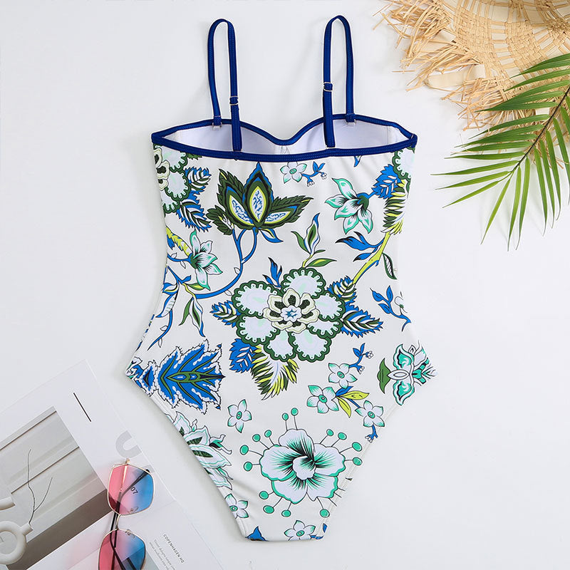 Damen Einteiler Badeanzug mit elegantem Wickelrock R&B