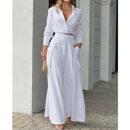 Damen Elegantes Oberteil mit weitem Schnitt und passenden Palazzo-Hosen R&B