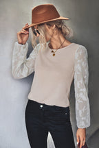Damen Elegantes Oberteil mit transparenten Ärmel-Elementen und strukturierter Front R&B