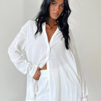 Damen Loungewear-Set mit lässiger Button-Up Bluse und komfortablen Shorts R&B