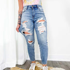 Damen Ripped Denim Jeans R&B