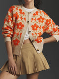 Damen florale Strickjacke mit Knöpfen und angenehmer Passform