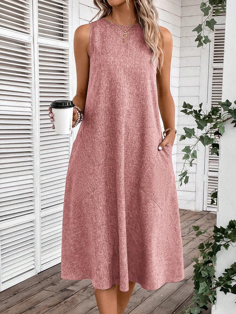Damen lässiges Sommerkleid mit Taschen und bequemem Schnitt R&B