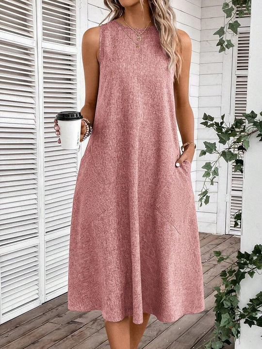 Damen lässiges Sommerkleid mit Taschen und bequemem Schnitt R&B