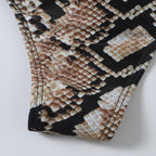 Damen Bikiniset mit raffiniertem Schlüsselelement und Snake-Print R&B