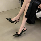 Damen elegante Slingback Pumps mit zarter Schleifenverzierung R&B
