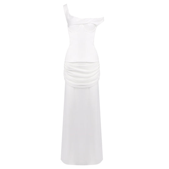 Damen Elegantes Maxikleid mit asymmetrischem Design und raffinierten Drapierungen R&B