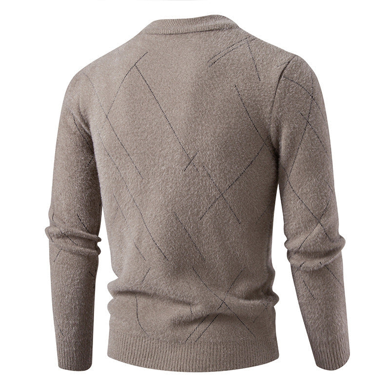 Herren Feiner Strickpullover mit modernem Zopfmuster R&B