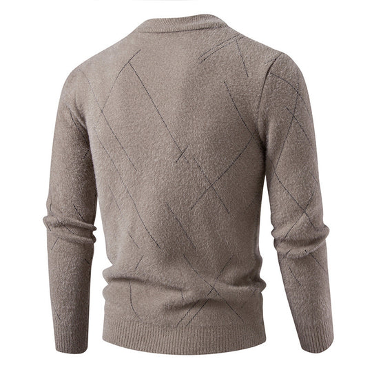 Herren Feiner Strickpullover mit modernem Zopfmuster R&B