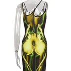 Damen Körperbetontes Kleid mit einzigartigem Grafikdesign R&B