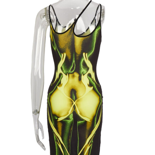 Damen Körperbetontes Kleid mit einzigartigem Grafikdesign R&B