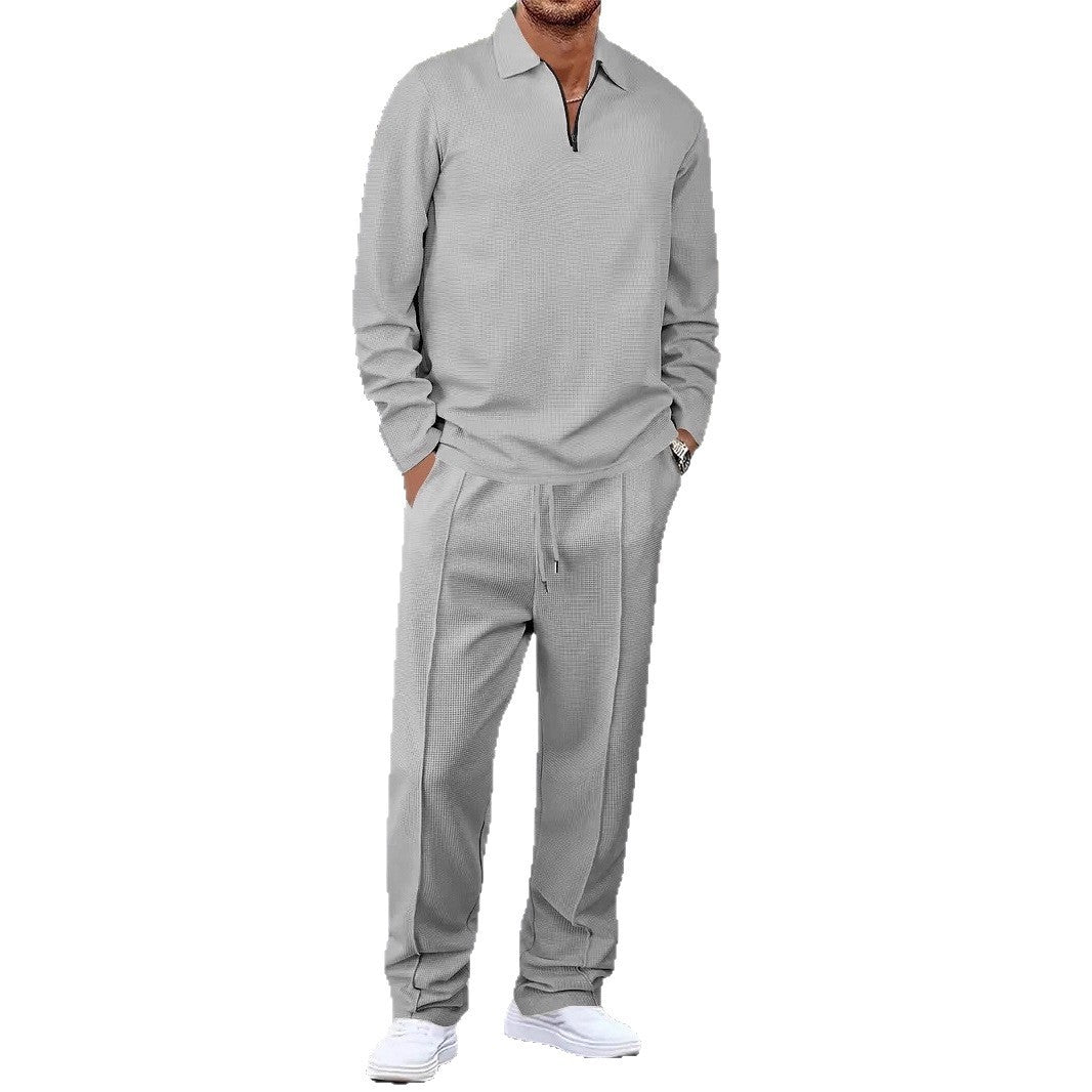 Herren Sportliches Relaxed-Fit Freizeitset mit Stehkragen R&B