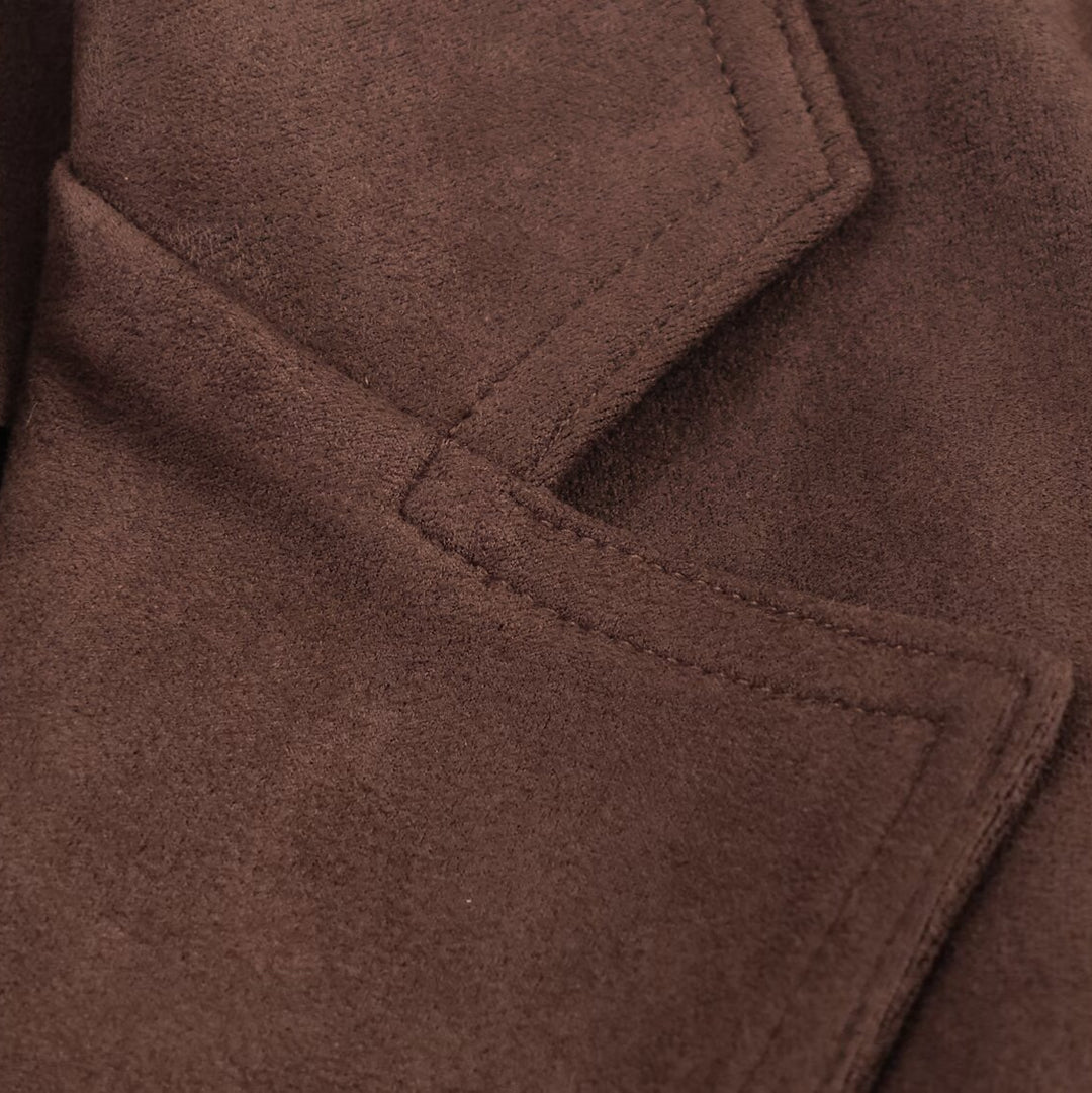 Damen Kunstlederblazerjacke mit tailliertem Schnitt und großem Gürtel R&B