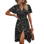 Damen Wickelkleid mit floralem Muster und seitlichem Schlitz R&B