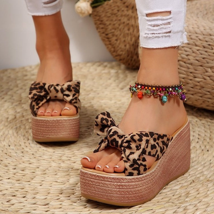 Damen Plattform-Sandalen mit floralem Schleifen-Design R&B