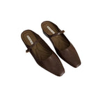Damen elegante Slip-On Pantoletten mit verstellbarem Riemchen und komfortablem Fußbett R&B