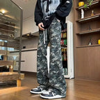 Herren weite Cargohose mit modischem Camouflage-Muster und verstellbarem Bund