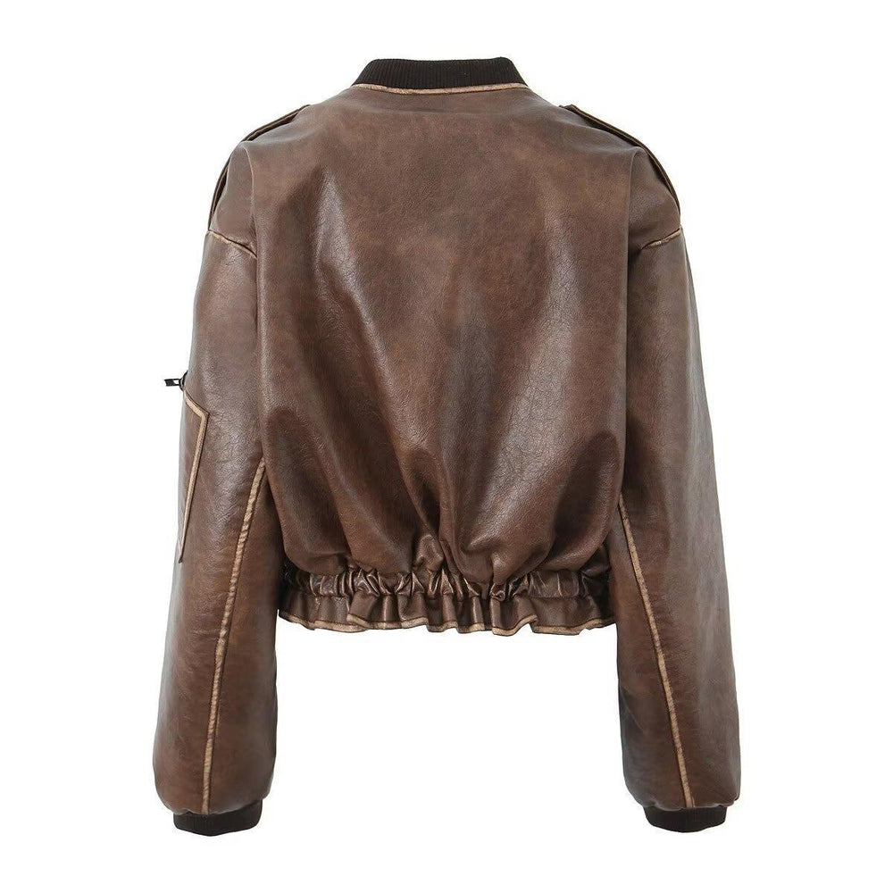 Damen Kunstleder Bikerjacke mit eleganten Streifendetails R&B