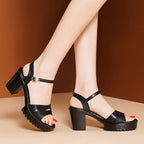 Damen Modische Plateau-Sandaletten mit robustem Profil und elegantem Riemen R&B