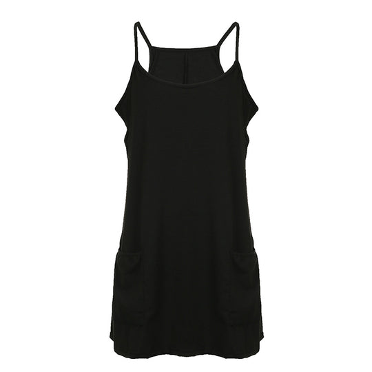 Damen ärmelloses Freizeitkleid mit Taschen und verstellbaren Trägern R&B