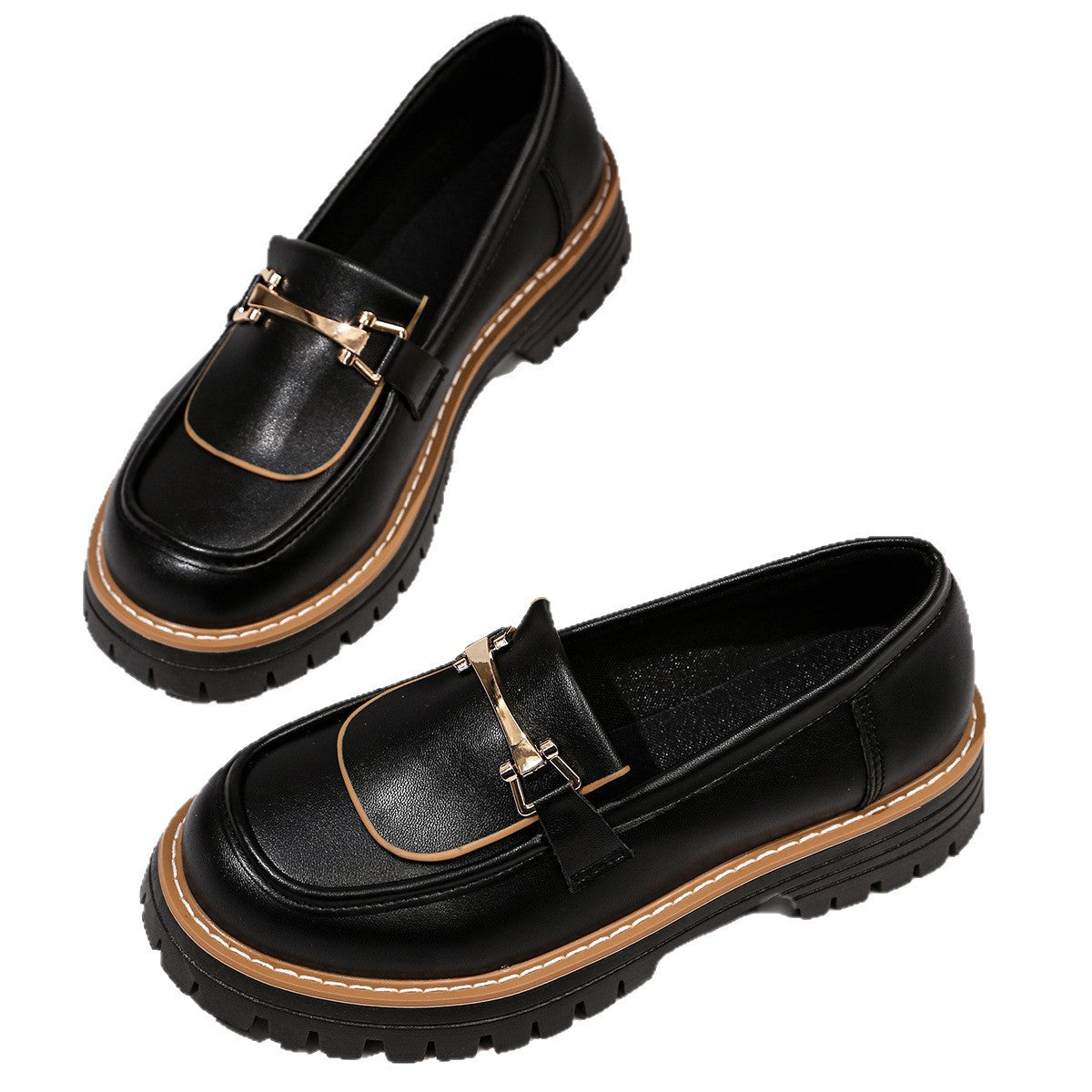 Damen modische Loafers mit stabiler Profilsohle und stilvollem Schnallendesign R&B