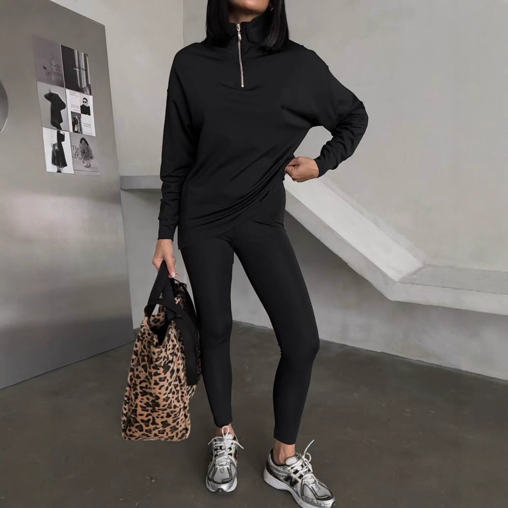 Damen Sportlicher Hoodie mit Stehkragen R&B